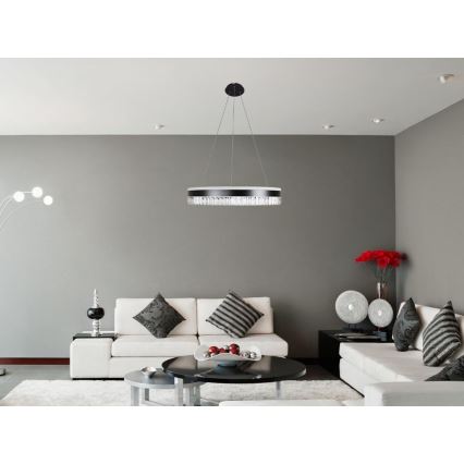 Lámpara de araña de cristal LED regulable en una cadena LED/80W/230V 3000-6500K negro + control remoto