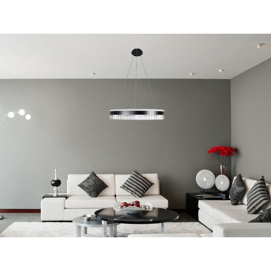 Lámpara de araña de cristal LED regulable en una cadena LED/80W/230V 3000-6500K negro + control remoto