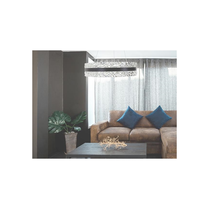 Lámpara de araña de cristal LED regulable en una cadena LED/80W/230V 3000-6500K negro + control remoto