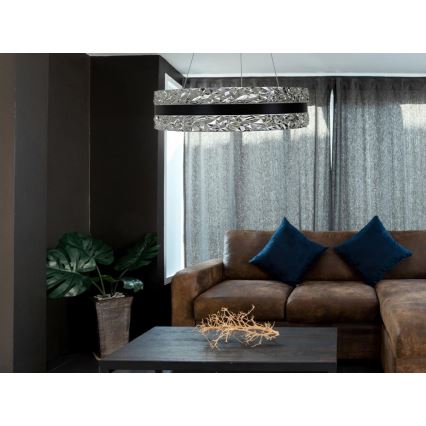 Lámpara de araña de cristal LED regulable en una cadena LED/80W/230V 3000-6500K negro + control remoto