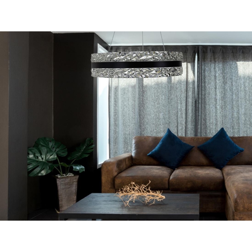 Lámpara de araña de cristal LED regulable en una cadena LED/80W/230V 3000-6500K negro + control remoto
