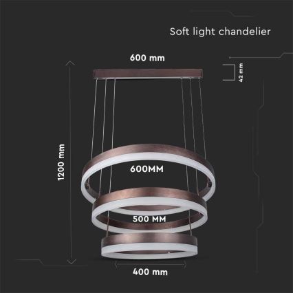 Lámpara de araña LED regulable LED/86W/230V 3000K marrón