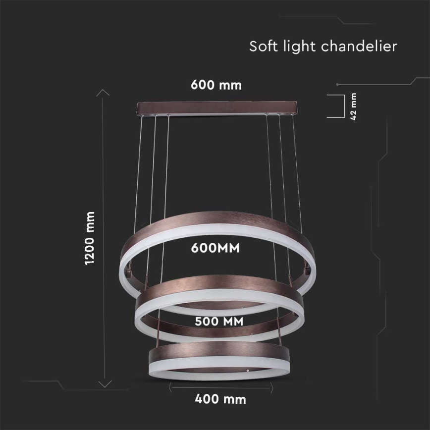 Lámpara de araña LED regulable LED/86W/230V 3000K marrón