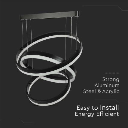Lámpara de araña LED regulable LED/86W/230V 3000K negro