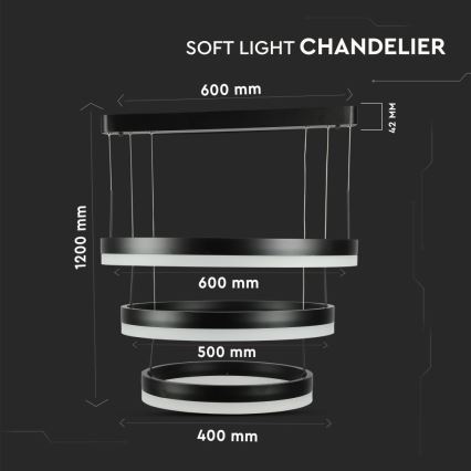 Lámpara de araña LED regulable LED/86W/230V 3000K negro