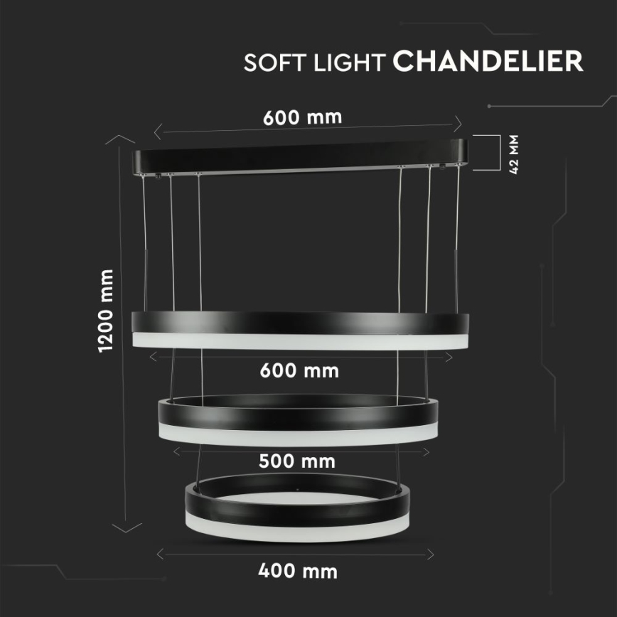 Lámpara de araña LED regulable LED/86W/230V 3000K negro