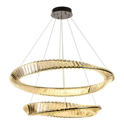 LED Lámpara de araña de vidrio regulable con cuerda LED/90W/230V 3000-6500K cromo brillante + control remoto