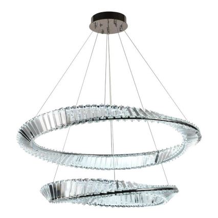LED Lámpara de araña de vidrio regulable con cuerda LED/90W/230V 3000-6500K cromo brillante + control remoto