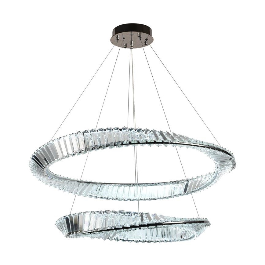 LED Lámpara de araña de vidrio regulable con cuerda LED/90W/230V 3000-6500K cromo brillante + control remoto