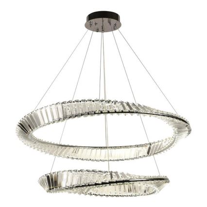 LED Lámpara de araña de vidrio regulable con cuerda LED/90W/230V 3000-6500K cromo brillante + control remoto