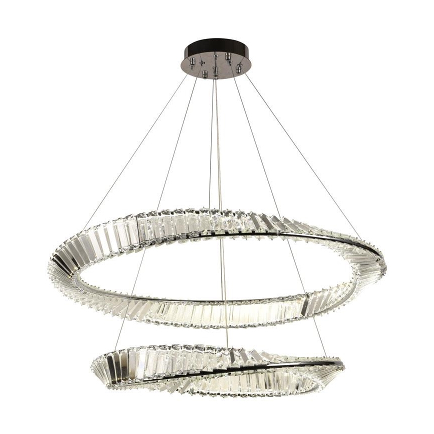 LED Lámpara de araña de vidrio regulable con cuerda LED/90W/230V 3000-6500K cromo brillante + control remoto