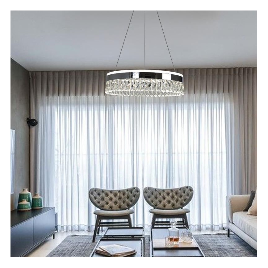 LED Lámpara de araña de cristal regulable en una cadena LED/90W/230V 3000-6500K cromo brillante + control remoto