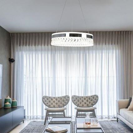 LED Lámpara de araña de cristal regulable en una cadena LED/90W/230V 3000-6500K cromo brillante + control remoto