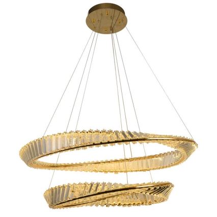 Lámpara de araña de cristal LED regulable en una cadena LED/90W/230V 3000-6500K dorado/cromo + control remoto