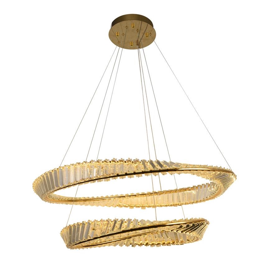 Lámpara de araña de cristal LED regulable en una cadena LED/90W/230V 3000-6500K dorado/cromo + control remoto