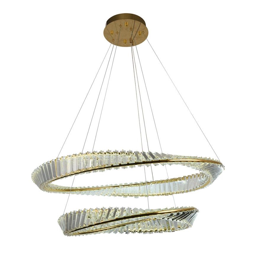 Lámpara de araña de cristal LED regulable en una cadena LED/90W/230V 3000-6500K dorado/cromo + control remoto