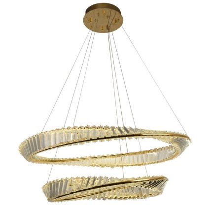Lámpara de araña de cristal LED regulable en una cadena LED/90W/230V 3000-6500K dorado/cromo + control remoto
