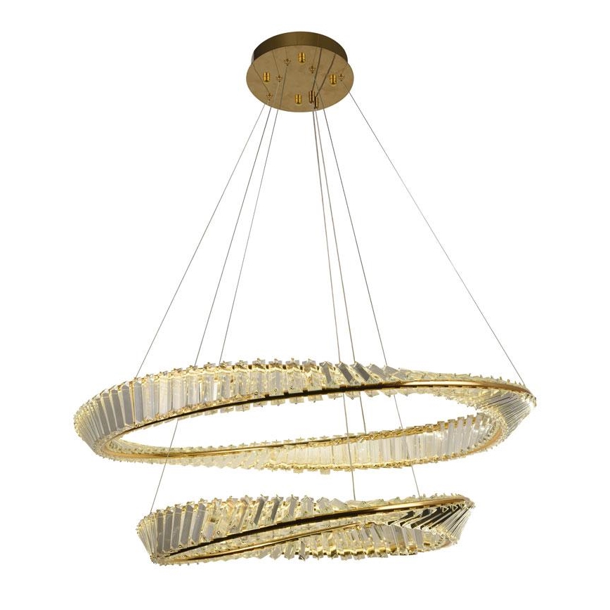 Lámpara de araña de cristal LED regulable en una cadena LED/90W/230V 3000-6500K dorado/cromo + control remoto
