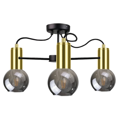 Lámpara de araña LIVA 3xE27/60W/230V negro/dorado