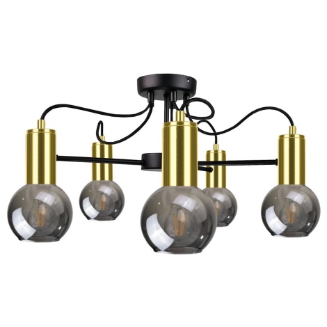 Lámpara de araña LIVA 5xE27/60W/230V negro/dorado