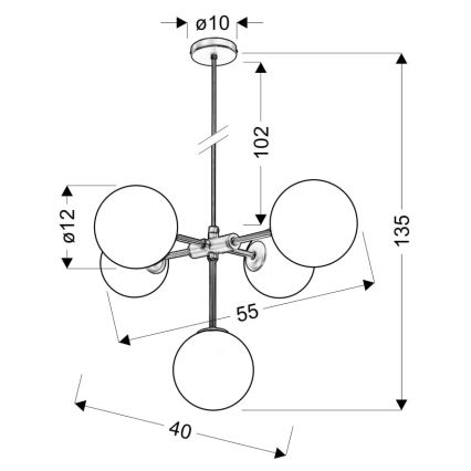 Lámpara de araña MATI 5xG9/28W/230V