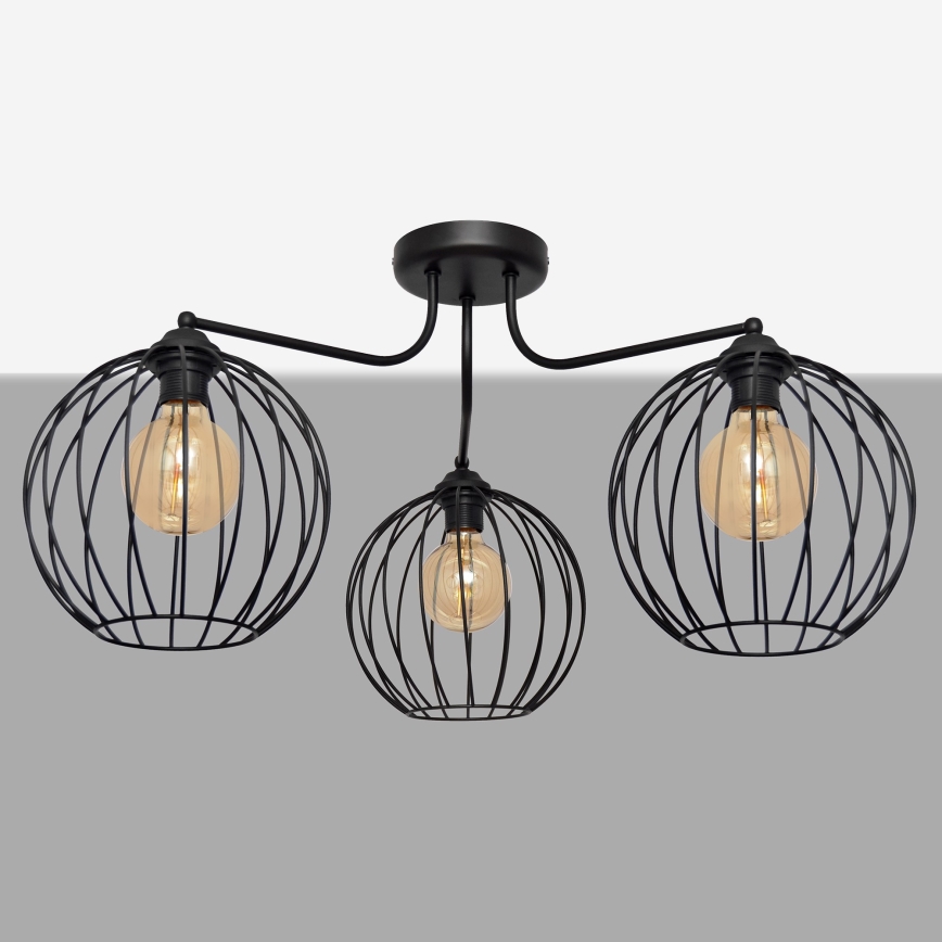 Lámpara de araña MERCURE 3xE27/15W/230V negro
