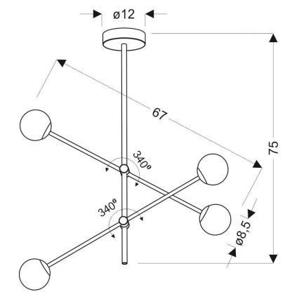 Lámpara de araña PAKSOS 4xG9/5W/230V gris