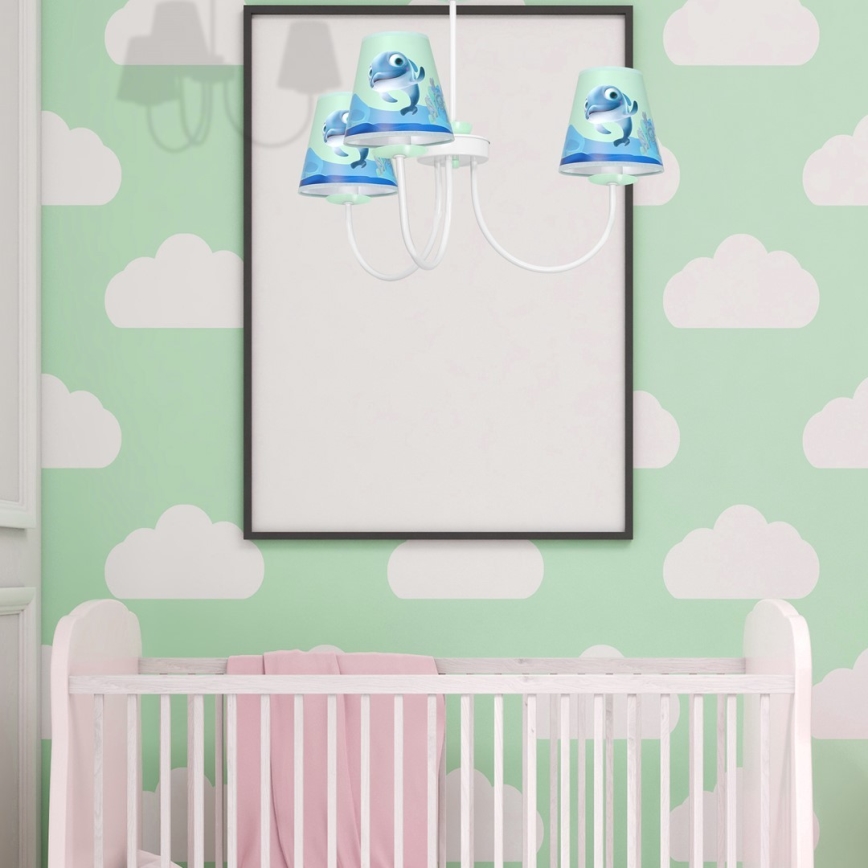 Lámpara de araña para niños en un poste DOLPHIN 3xE14/40W/230V