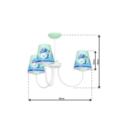 Lámpara de araña para niños en un poste DOLPHIN 3xE14/40W/230V