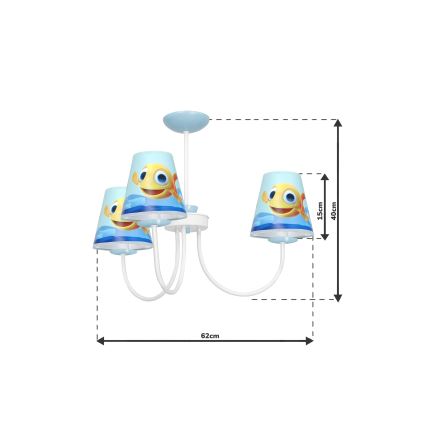 Lámpara de araña para niños en un poste FISH 3xE14/40W/230V