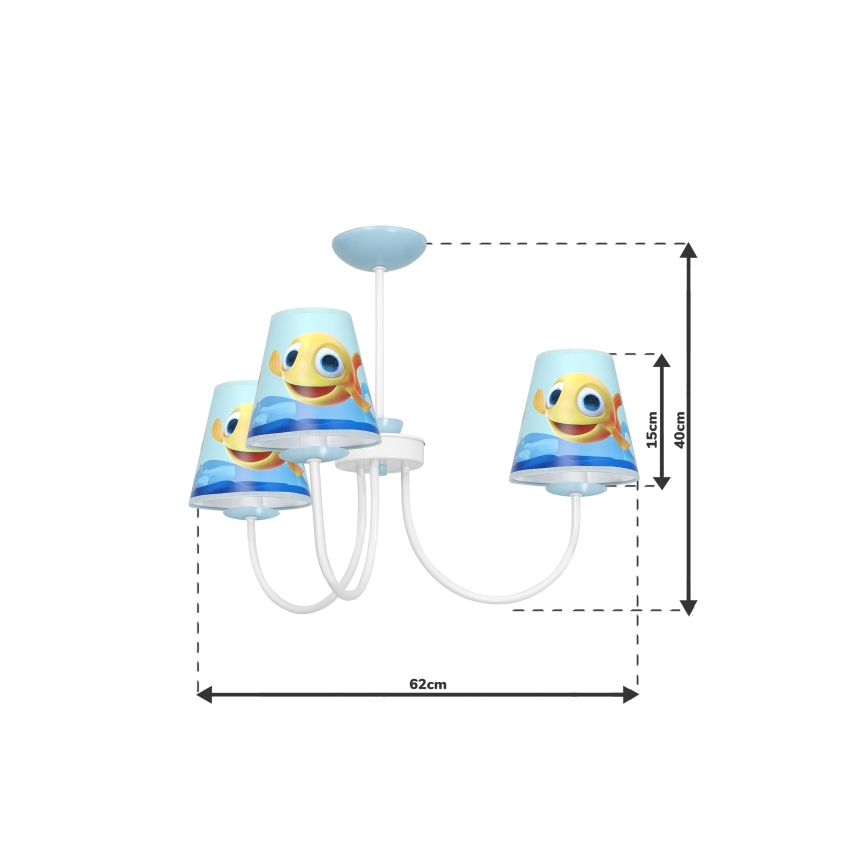 Lámpara de araña para niños en un poste FISH 3xE14/40W/230V