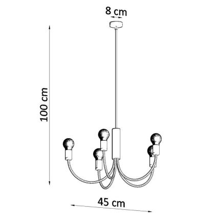 Lámpara de araña PICCOLO 5xE27/60W/230V