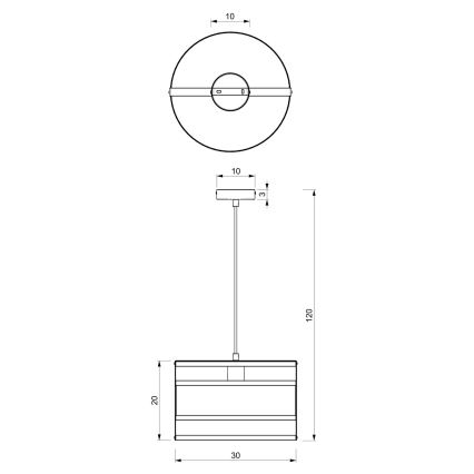 Lámpara de araña RIM 1xE27/60W/230V negro/dorado