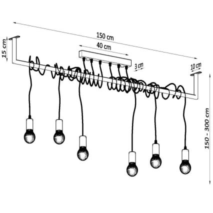 Lámpara de araña SALAMANCA 6xE27/60W/30V