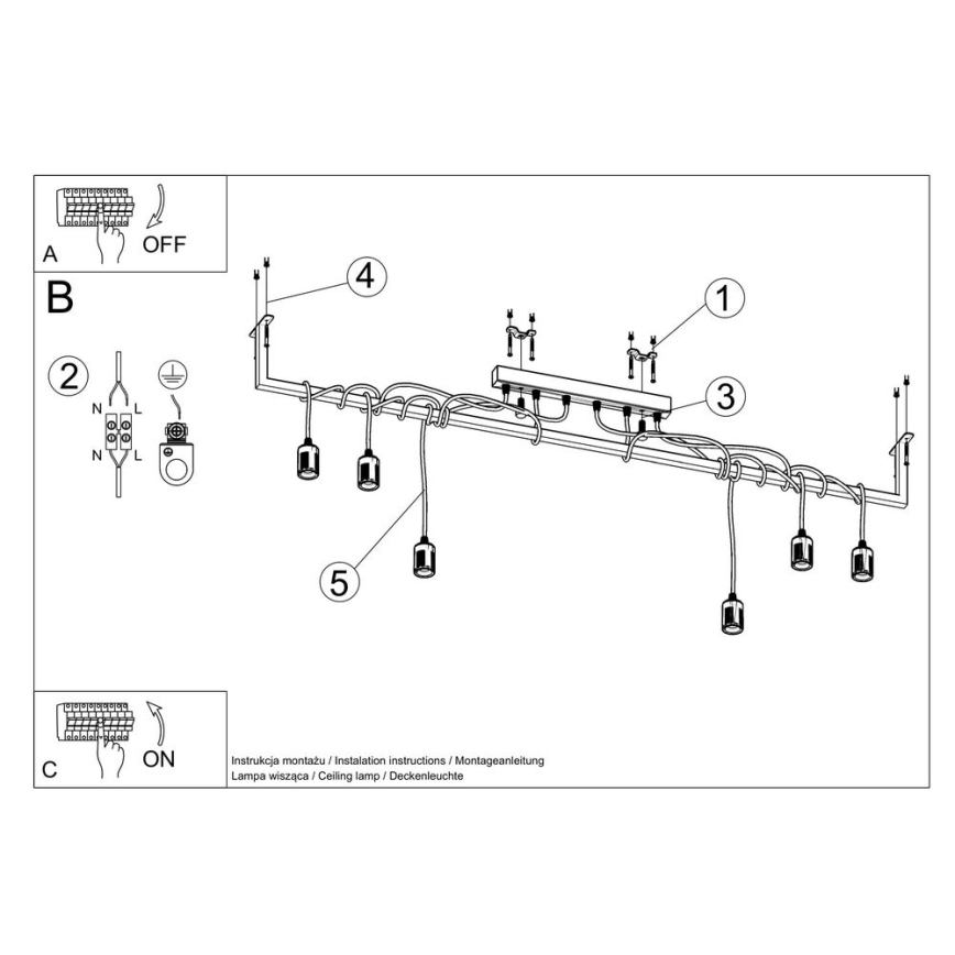 Lámpara de araña SALAMANCA 6xE27/60W/30V