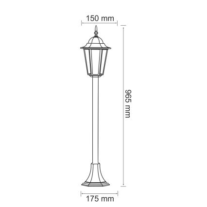 Lámpara de exterior 1xE27/20W/230V IP43 96,5 cm negro