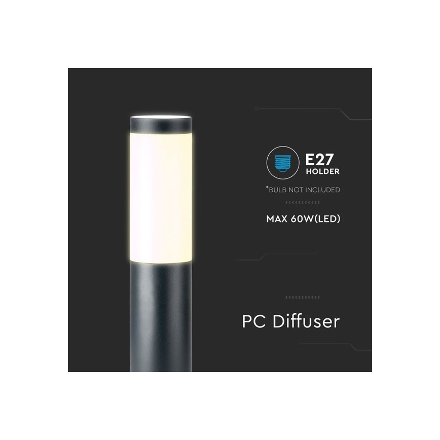 Lámpara de exterior 1xE27/60W/230V IP44 80cm negro