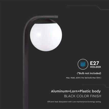 Lámpara de exterior 1xE27/60W/230V IP44 negro