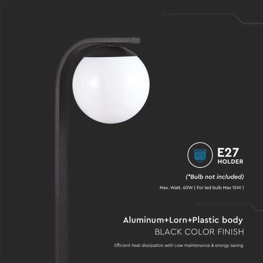 Lámpara de exterior 1xE27/60W/230V IP44 negro