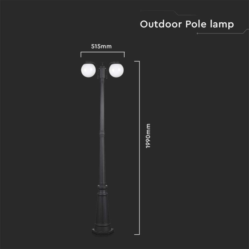 Lámpara de exterior 2xE27/60W/230V IP44 199 cm negro