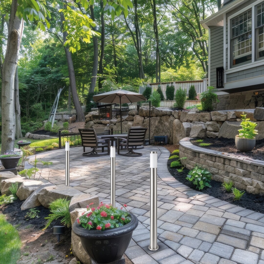 Lámpara de exterior BROOKLYN 1xE27/60W/230V 45 cm IP44 cromo mate