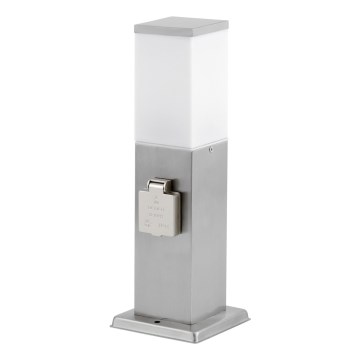 Lámpara de exterior con 2 enchufes SCHUKO 1xE27/20W/230V cromo mate IP44