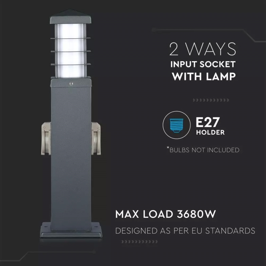 Lámpara de exterior con enchufes SCHUKO 1xE27/13W/230V IP44