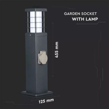 Lámpara de exterior con enchufes SCHUKO 1xE27/13W/230V IP44