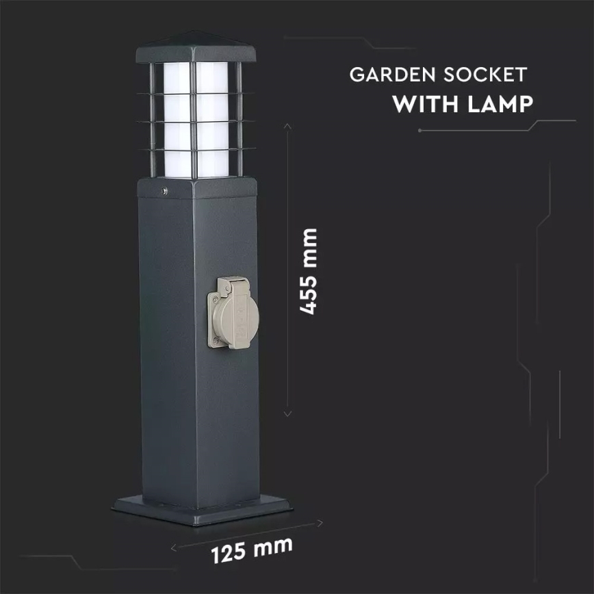 Lámpara de exterior con enchufes SCHUKO 1xE27/13W/230V IP44