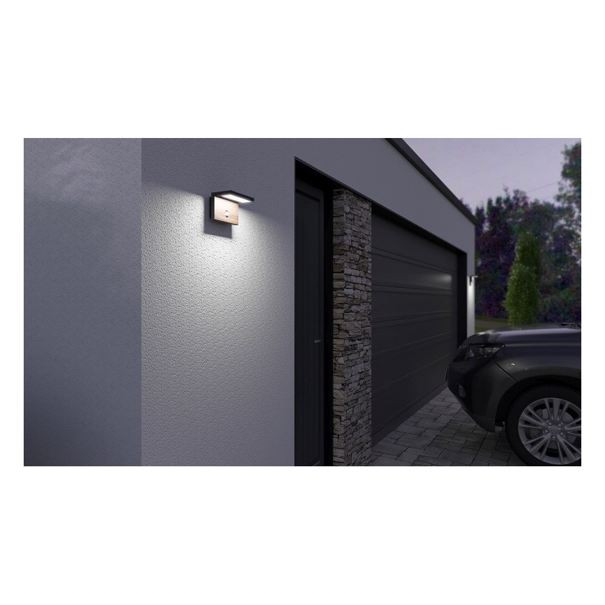 LED Aplique para exterior con sensor NATURA LED/12W/230V 4000K IP54 marrón/antracita