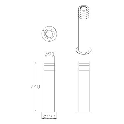Lámpara de exterior RINO 1xE27/12W/230V IP54 74 cm negro