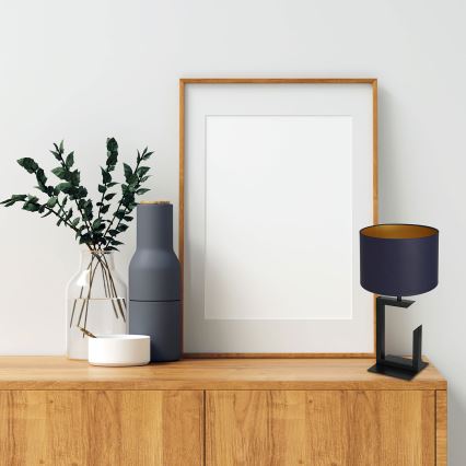 Lámpara de mesa 1xE27/60W/230V 45 cm azul/dorado