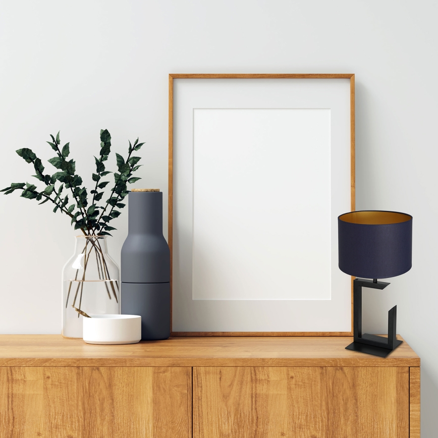 Lámpara de mesa 1xE27/60W/230V 45 cm azul/dorado