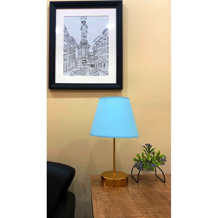 Lámpara de mesa 1xE27/60W/230V azul/cobre
